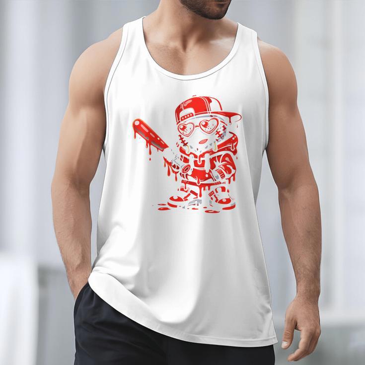 Drippy Baseball Mascot Valentine Heart Glasses Cartoon Men Tank Top Drippy Baseball Mascot Valentine Heart Glasses Cartoon Men Tank Top