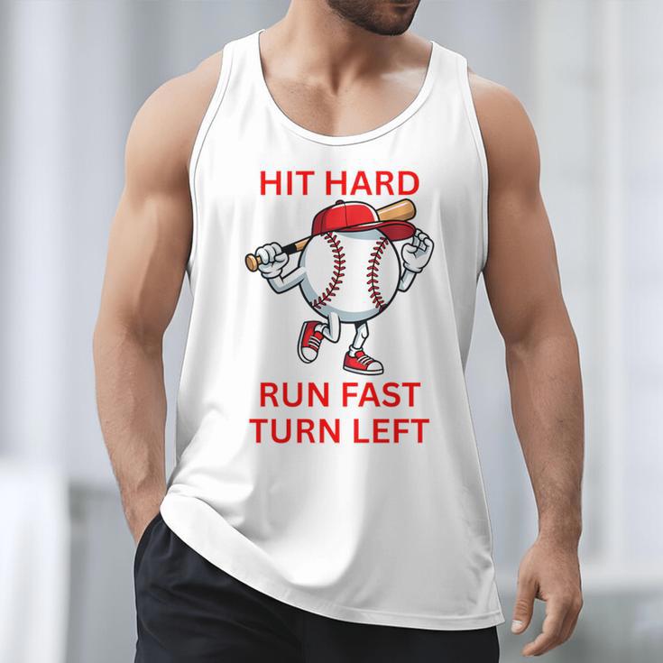 Hit Hard Run Fast Turn Left Baseball Player Premium Tri-Blend Men Tank Top Hit Hard Run Fast Turn Left Baseball Player Premium Tri-Blend Men Tank Top