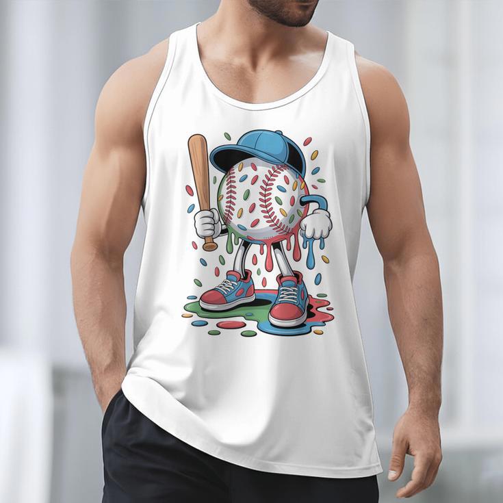 Melting Slime Sprinkle Baseball Mascot With Bat Men Tank Top