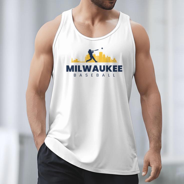 Milwaukee Baseball Minimalist City Skyline Baseball Lover Men Tank Top Milwaukee Baseball Minimalist City Skyline Baseball Lover Men Tank Top
