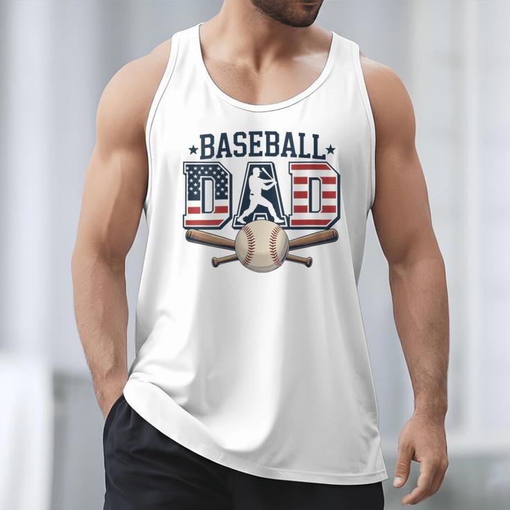 Patriotic Baseball Dad USA Flag American 4th Of July Men Tank Top