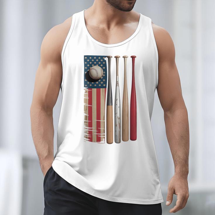Patriotic USA Flag American Baseball Dad 4th Of July Men Tank Top