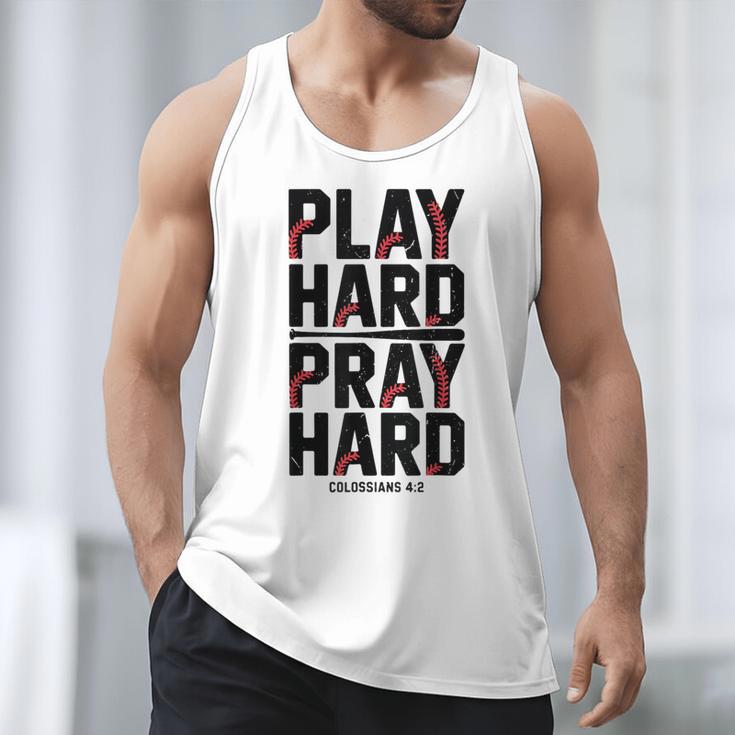 Play Hard Pray Hard Youth Boy Christian Baseball Jesus Men Tank Top