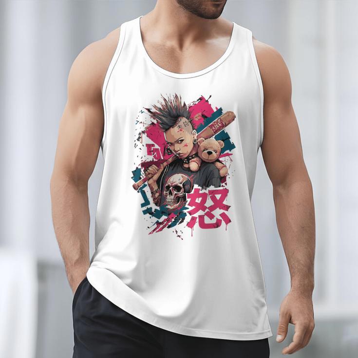Punk Girl With Anger Kanji And Baseball Bat Men Tank Top Punk Girl With Anger Kanji And Baseball Bat Men Tank Top
