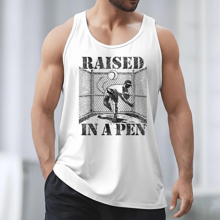Raised In a Pen Baseball Pitcher Saying Bullpen Men Tank Top