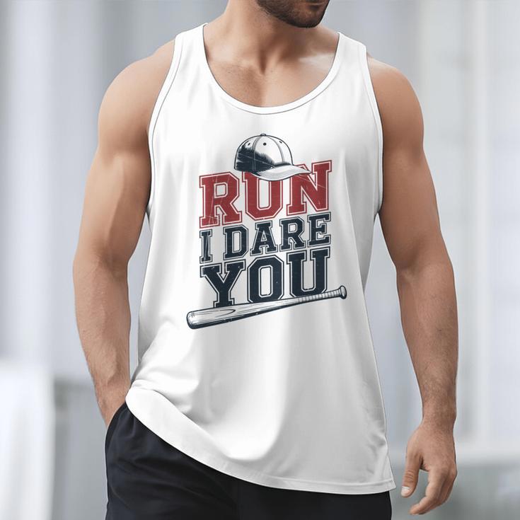 Run I Dare You Baseball Catcher Player Fan Men Tank Top Run I Dare You Baseball Catcher Player Fan Men Tank Top