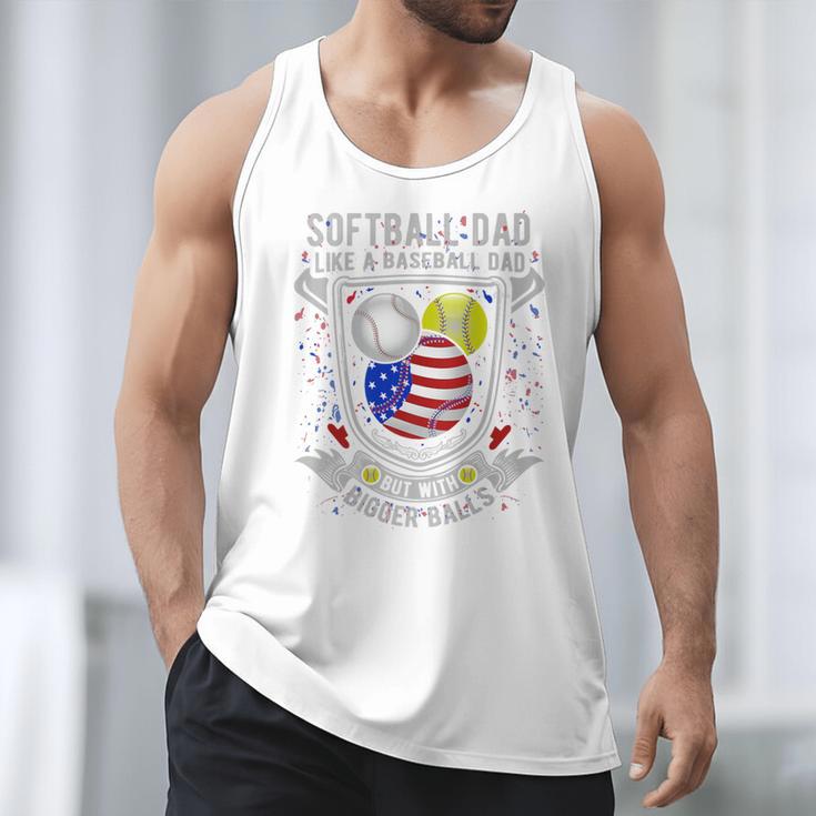 Softball Dad Like A Baseball Dad 4th Of July USA Retro Flag Premium Men Tank Top