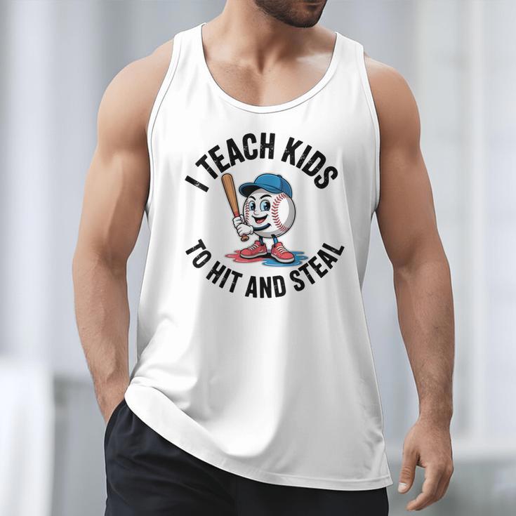 I Teach Kids To Hit And Steal Baseball Softball Coach Men Tank Top