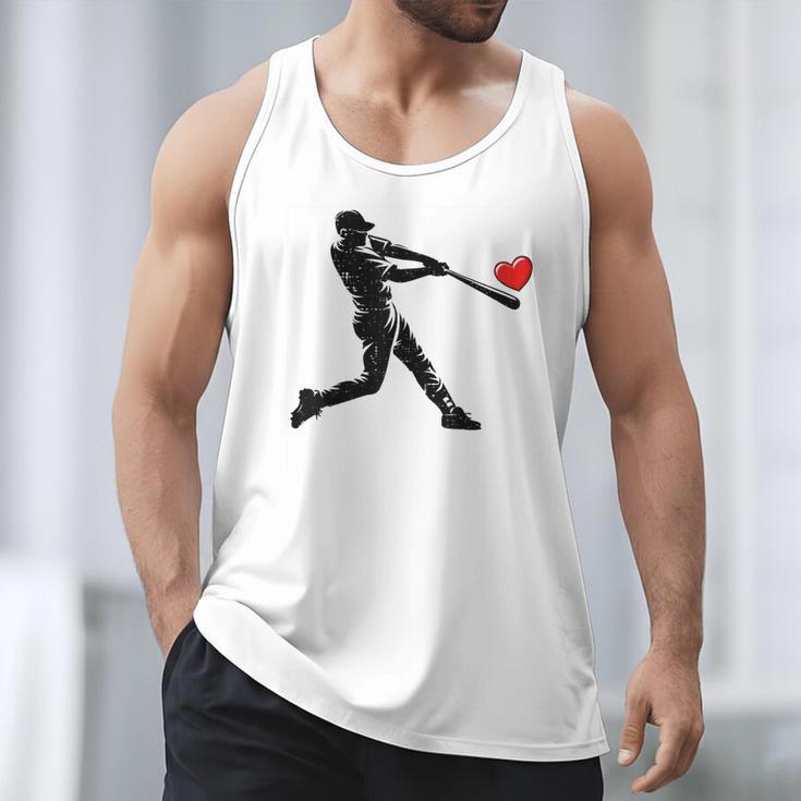 Valentines Day Baseball Batter Silhouette Heart Men Boys Kid Men Tank Top