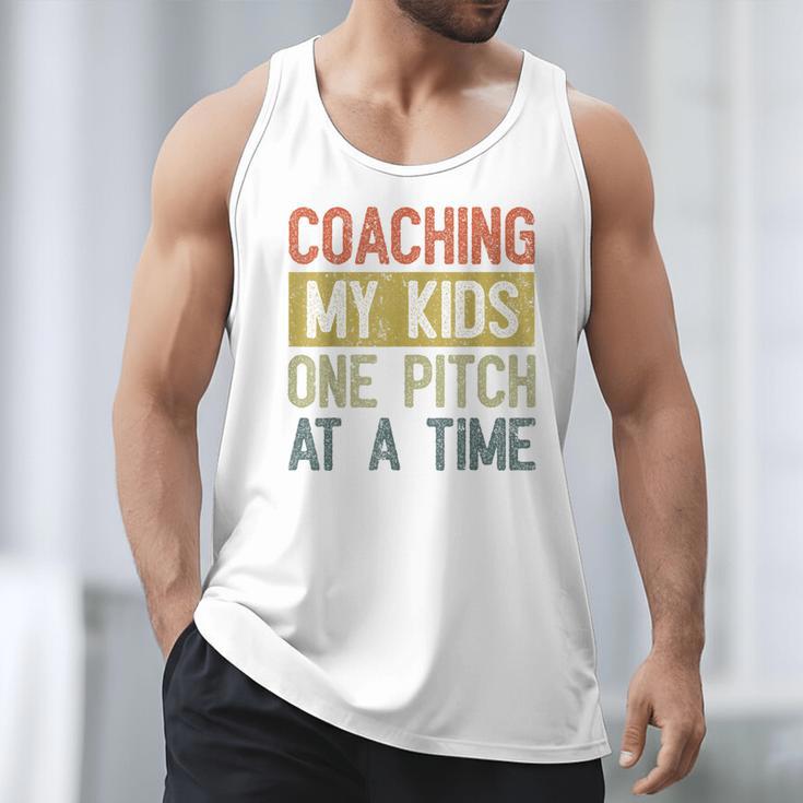 Vintage Baseball Dad Coaching My Kids One Pitch At A Time Men Tank Top Vintage Baseball Dad Coaching My Kids One Pitch At A Time Men Tank Top