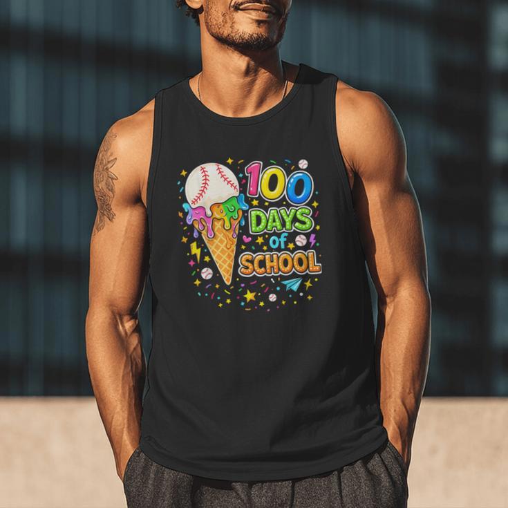 100 Days Of School Baseball Ice Cream Drip Boys Kids Player Men Tank Top
