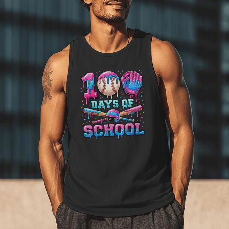 100 Days Of School Baseball Sports Drip Graphic Men Tank Top