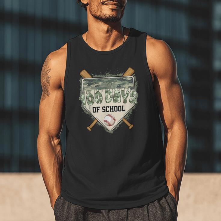 100 Days Of School Home Plate Camo Baseball Dripping Boys Men Tank Top