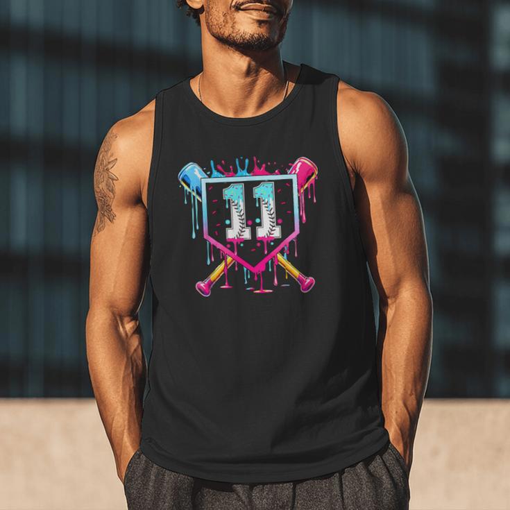 11th Birthday Boys Baseball Ice Cream Drip Boys Baseball Men Tank Top