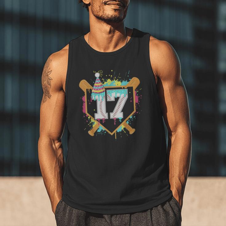 17th Birthday Baseball Drip Number 17 Year Old Birthday Boy Men Tank Top