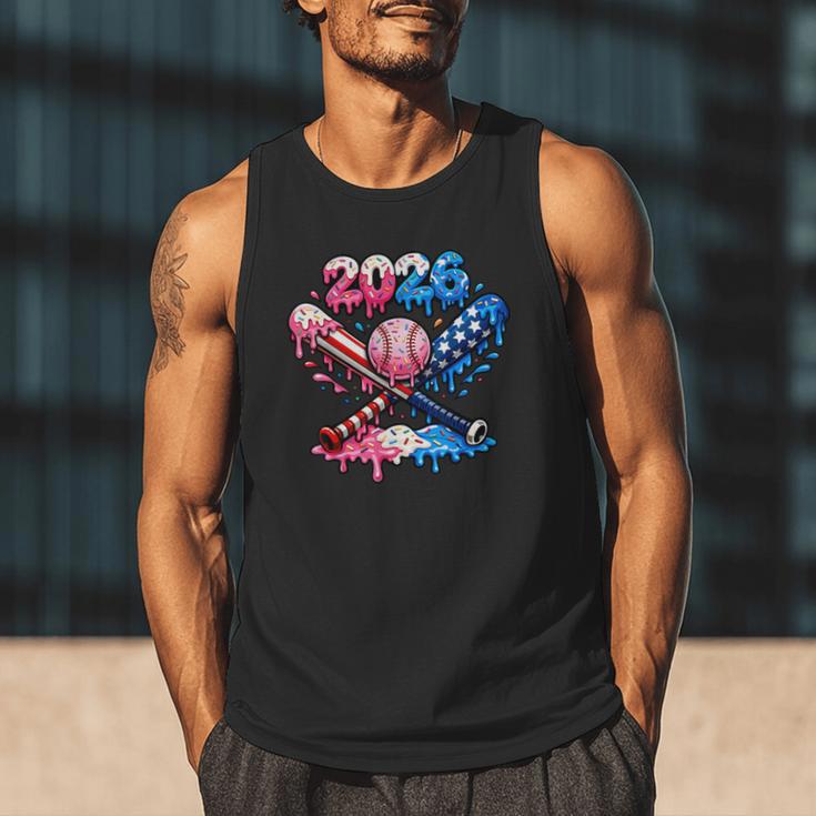 2026 American Flag Baseball Ice Cream Drip Bats Boys Men Tank Top 2026 American Flag Baseball Ice Cream Drip Bats Boys Men Tank Top