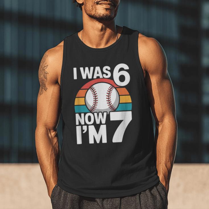 I Was 6 Now Im 7 Baseball Birthday Age 7 Men Tank Top