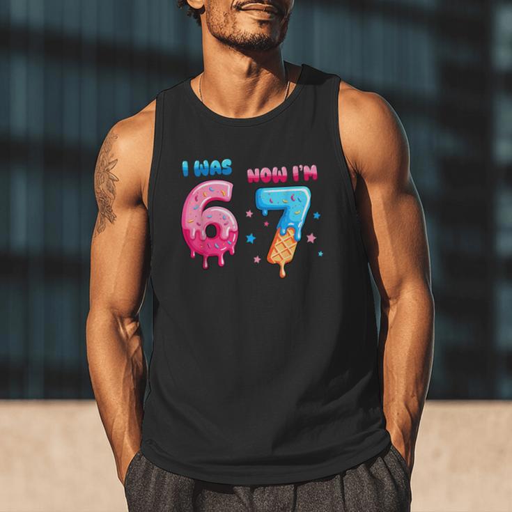 I Was 6 Now I'm 7 Birthday Baseball Drip For Boys Kid Men Tank Top