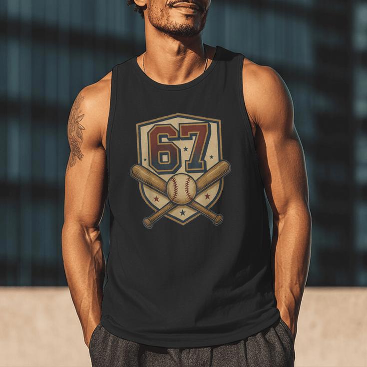 67 Baseball Meme Vintage Sports Crest Retro 67 Player Men Tank Top