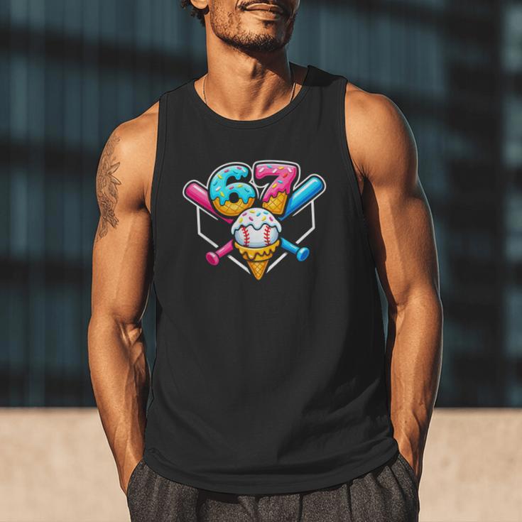 67 Ice Cream Drip Baseball Meme Six Seven Gen Alpha Slang Men Tank Top