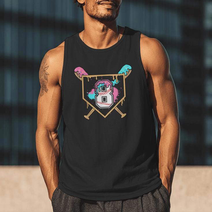 8th Birthday Baseball Bat Ice-Cream Drip 8yrs Old Boys Girls Men Tank Top