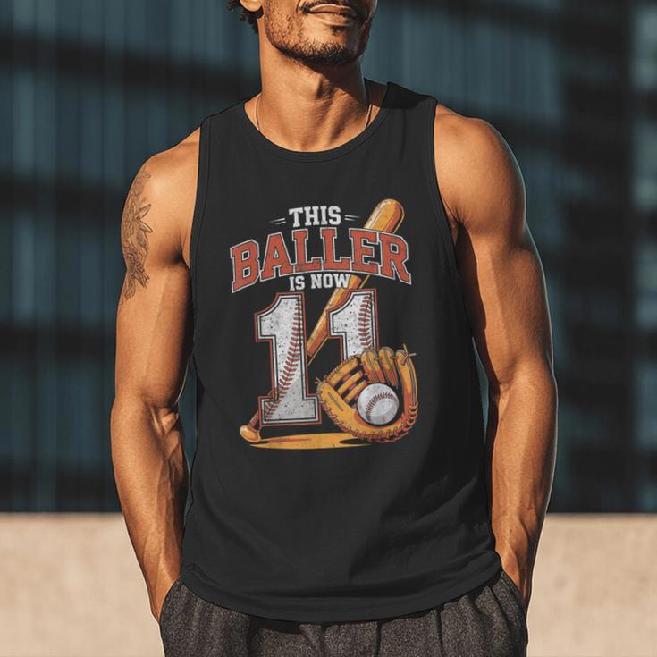 This Baller Is Now 11 Year Baseball Player 11th Birthday Boy Men Tank Top This Baller Is Now 11 Year Baseball Player 11th Birthday Boy Men Tank Top