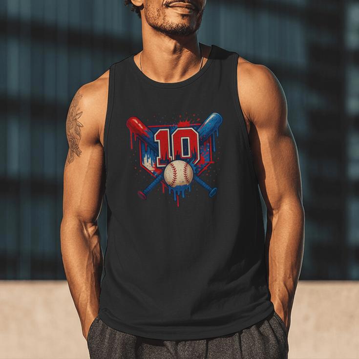 Baseball 10 Year Old Splash Drip 10th Birthday Boy Number 10 Men Tank Top Baseball 10 Year Old Splash Drip 10th Birthday Boy Number 10 Men Tank Top