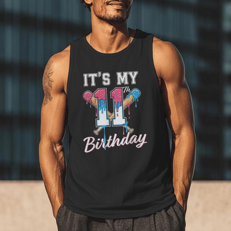 Baseball 11 Year Old Ice Cream Drip 11th Birthday Boys Men Tank Top