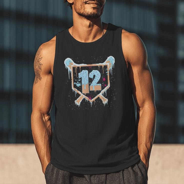 Baseball 12 Year Old Ice Cream Drip 12th Birthday Boys Men Tank Top