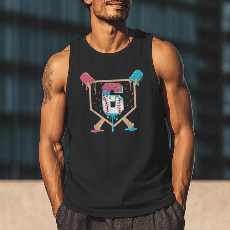 Baseball 6 Year Old Ice Cream Drip 6th Birthday Boys Player Men Tank Top