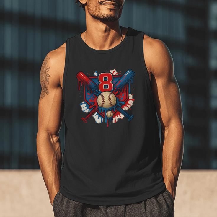 Baseball 8 Year Old Splash Drip 8th Birthday Boy Number 8 Men Tank Top Baseball 8 Year Old Splash Drip 8th Birthday Boy Number 8 Men Tank Top