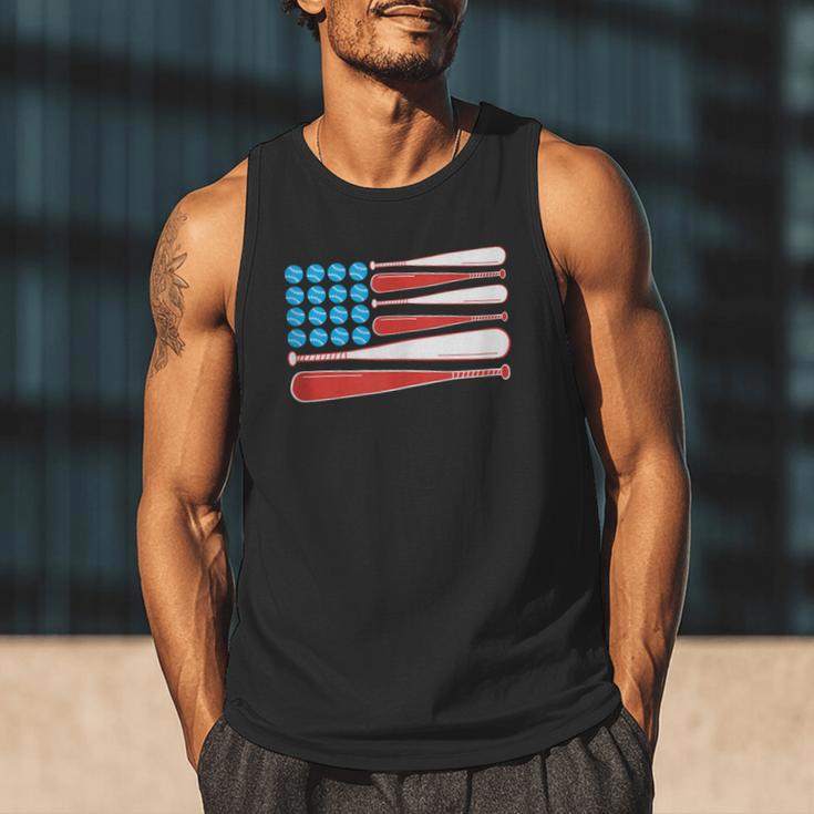Baseball American Flag Patriotic USA Pride Men Tank Top