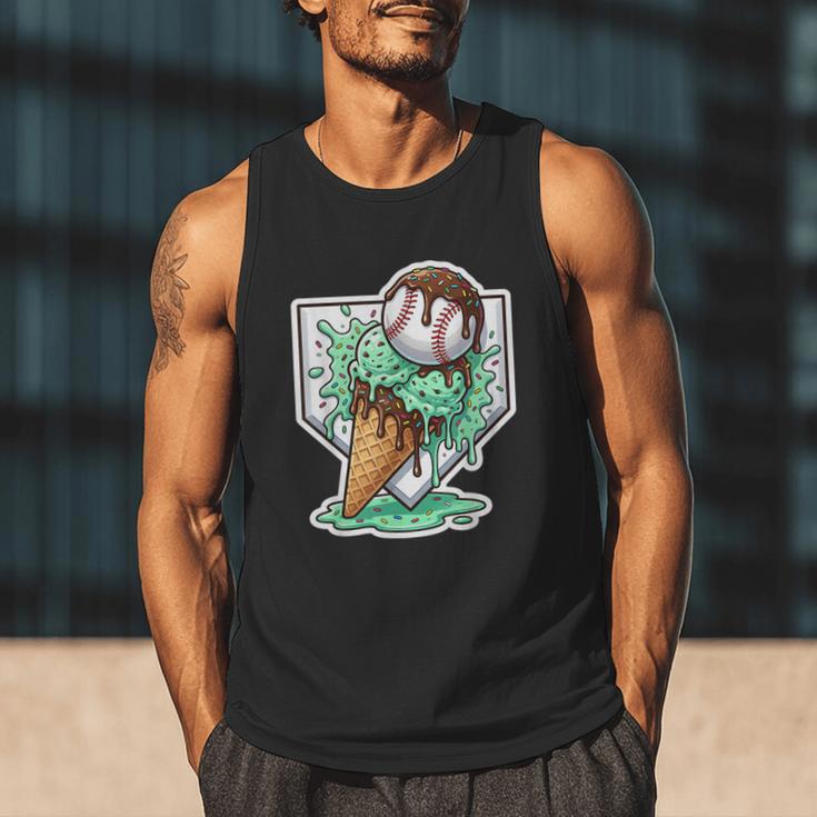 Baseball Boys Ice Cream Drip Baseball Boys Youth Mint Choco Men Tank Top