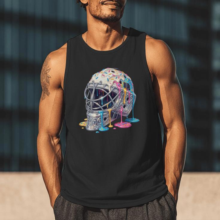 Baseball Catcher Mask Ice Cream Dripping Baseball Boys Men Tank Top