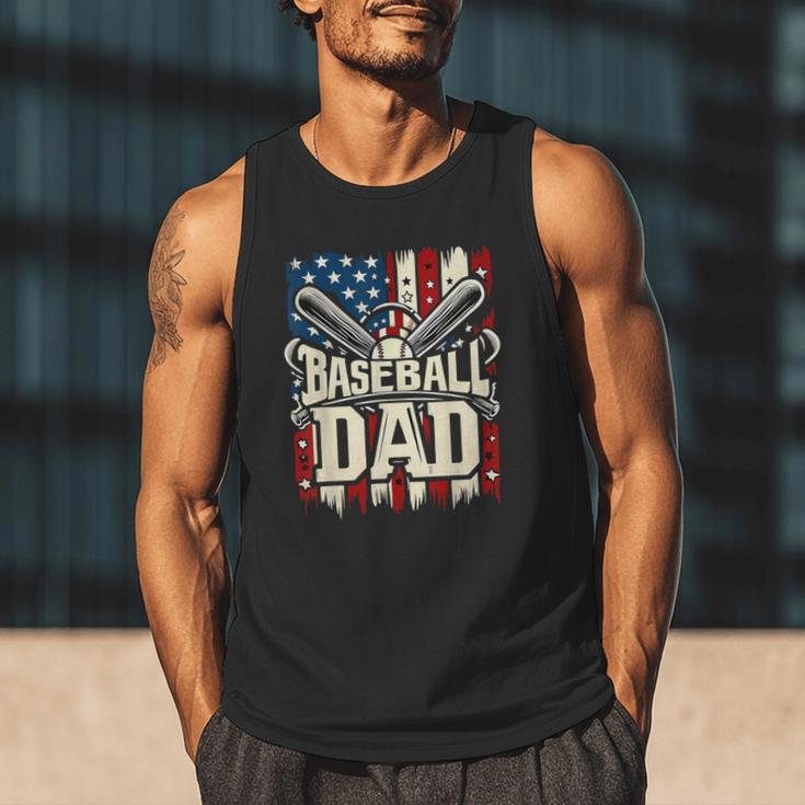 Baseball Dad American USA Flag Dada Men Baseball Fathers Day Men Tank Top