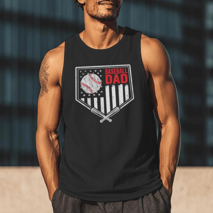 Baseball Dad Men USA American Flag Fathers Day 4th Of July Men Tank Top