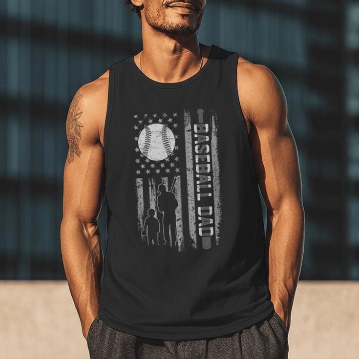 Baseball Dad Silhouette Bat Flag Stars Men Tank Top Baseball Dad Silhouette Bat Flag Stars Men Tank Top