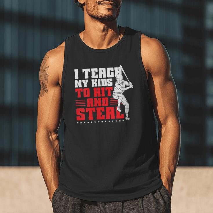 Baseball Dad Teach Kids Hit And Steal Softball Game Men Tank Top