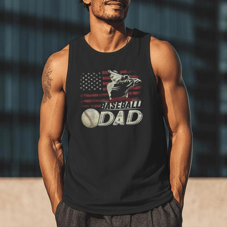 Baseball Dad US Flag For Dad Men Patriotic Fathers Day Men Tank Top