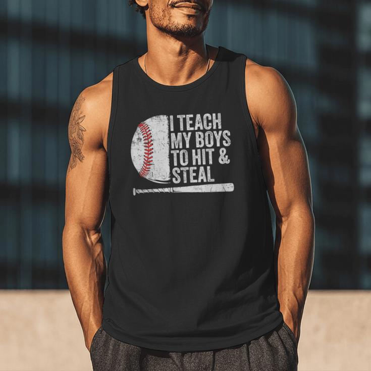 Baseball Dads Baseball Dad I Teach My Boys To Hit And Steal Men Tank Top