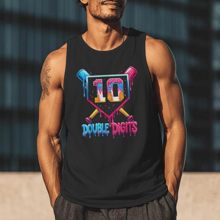 Baseball Drip 10th Birthday Boy Double Digits Ice Cream Drip Men Tank Top
