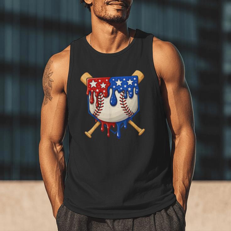 Baseball Drip American Flag Home Plate 4th Of July Patriotic Men Tank Top Baseball Drip American Flag Home Plate 4th Of July Patriotic Men Tank Top