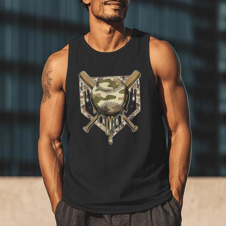 Baseball Drip For Boys Ice Cream Dripping Boys Baseball Camo Men Tank Top