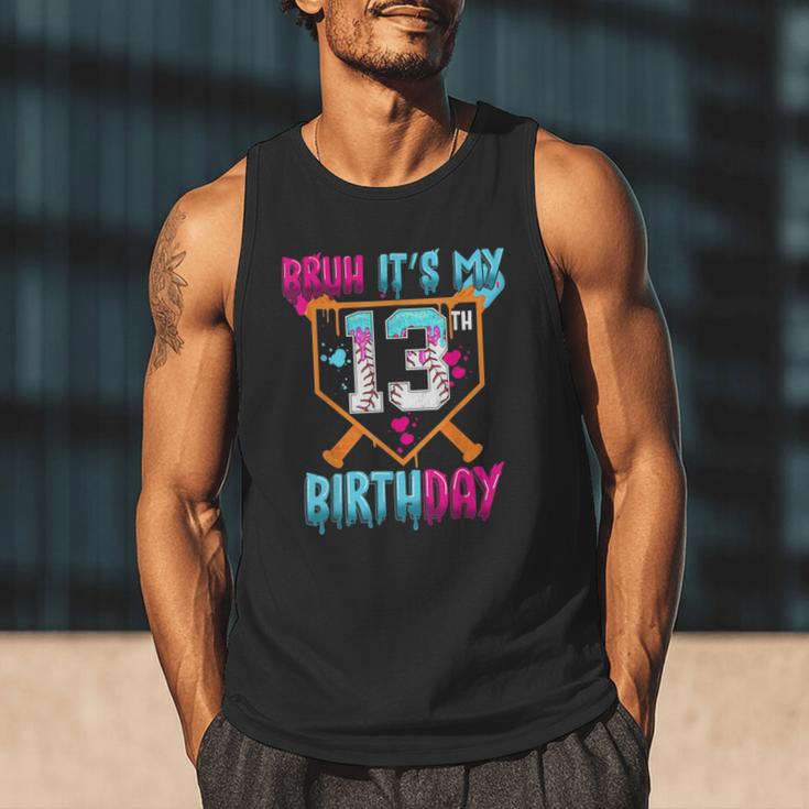 Baseball Drip Bruh It's My 13th Birthday Boy Ice Cream Drip Men Tank Top