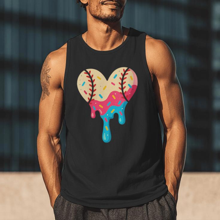 Baseball Drip Melting Ice Cream Baseball Heart Boys Girls Men Tank Top