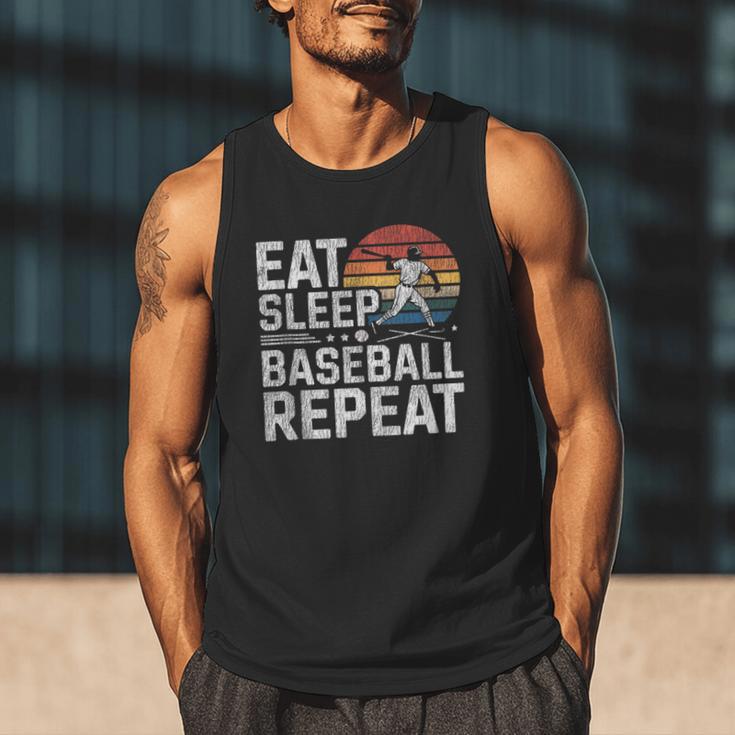 Baseball Fan Vintage Retro Eat Sleep Baseball Repeat Men Tank Top