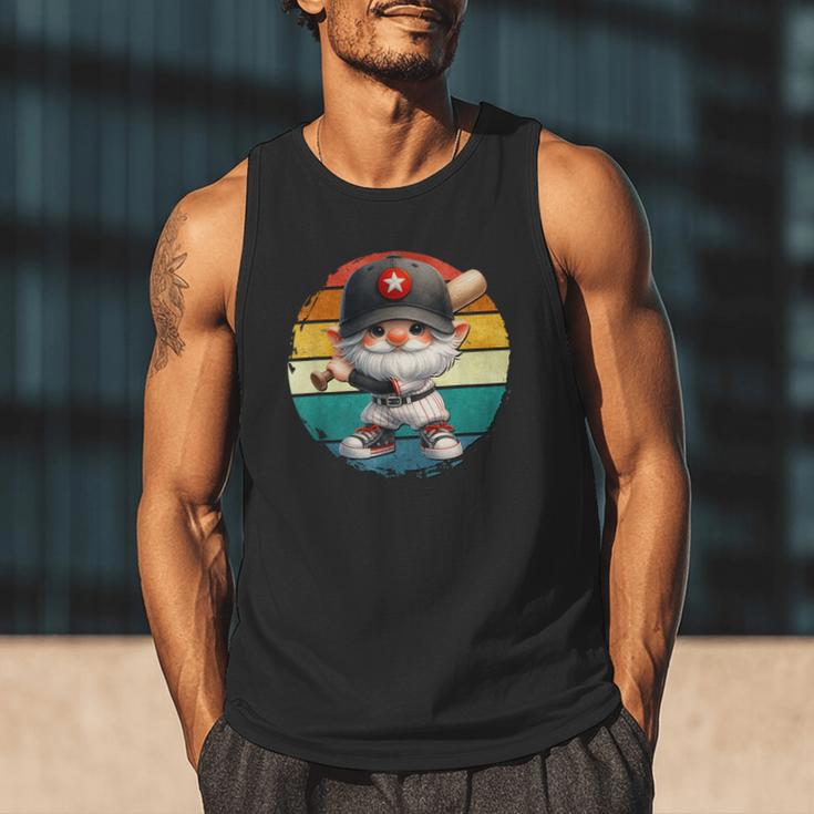 Baseball Grandpa Gnome On A Retro Sunset For Baseball Dad Men Tank Top Baseball Grandpa Gnome On A Retro Sunset For Baseball Dad Men Tank Top
