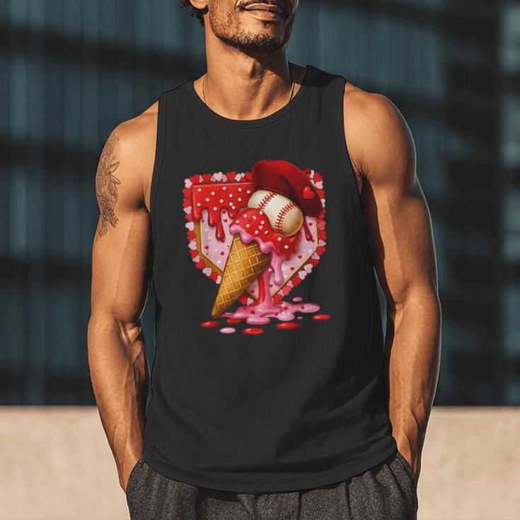 Baseball Heart Valentine Baseball Ice Cream Drip Boys Girls Men Tank Top