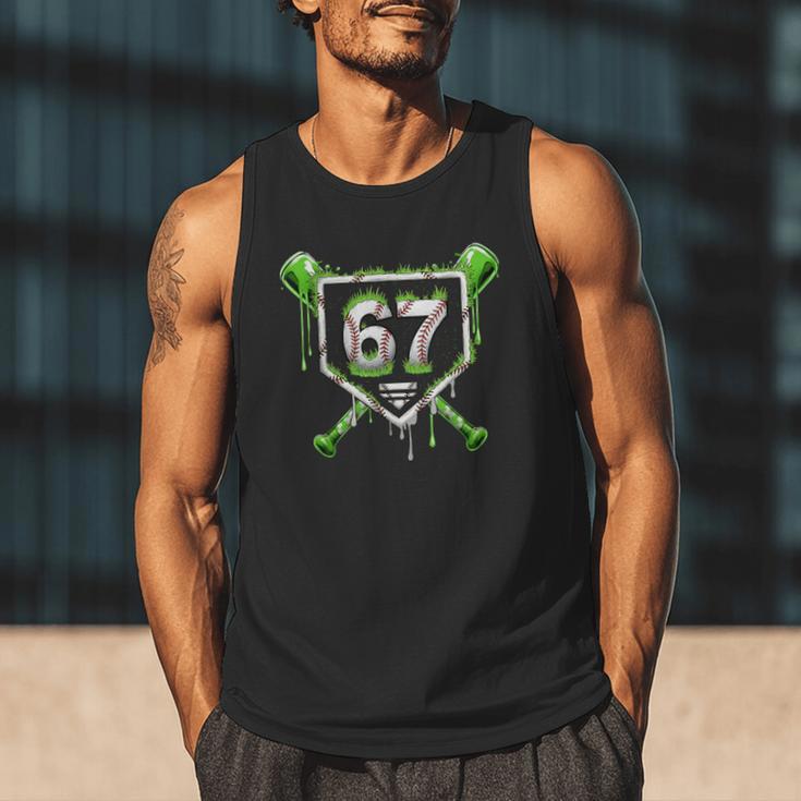 Baseball Ice Cream Drip Number 67 Player 67th Birthday Kids Men Tank Top