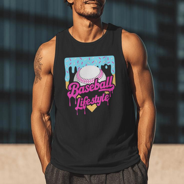 Baseball Life Lifestyle Home Plate Ice Cream Drip Men Boys Men Tank Top